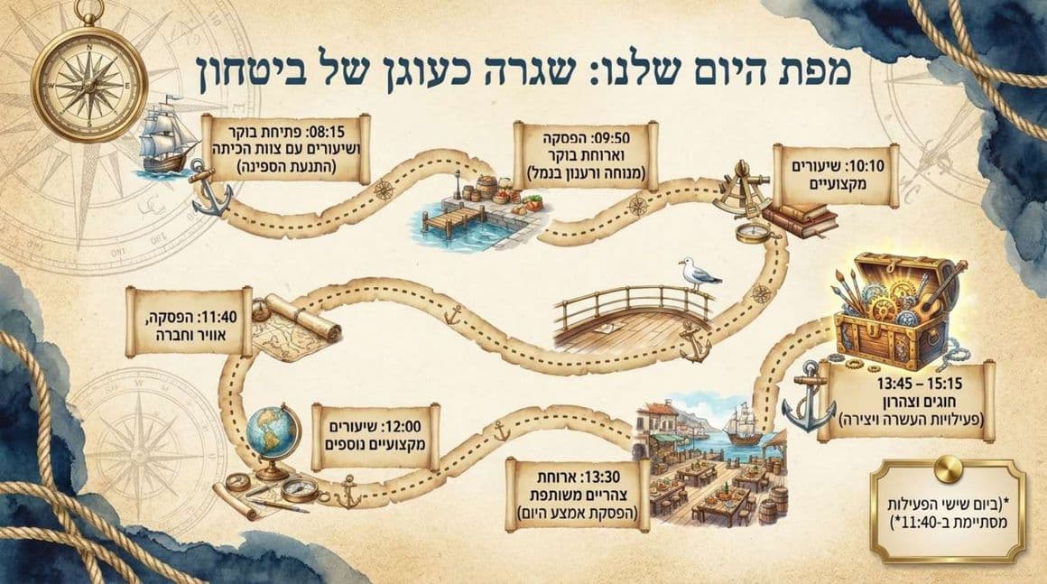 מפת היום: מסלול השגרה היומית מהבוקר ועד ההסעות